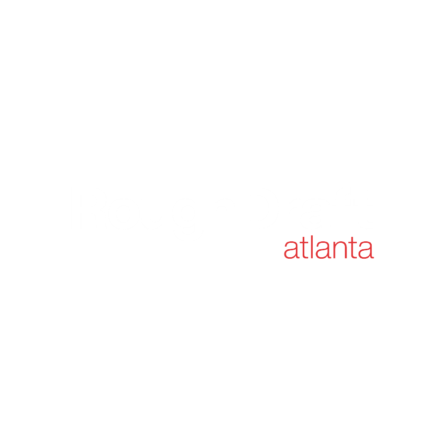 Rough Draft Atlanta Logo - White and red sans-serif type