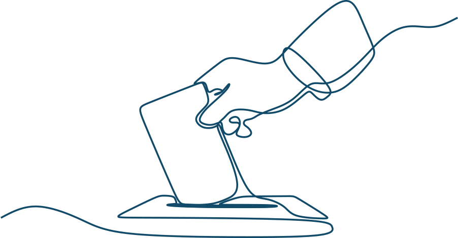 Dark blue illustrated line icon ballot box