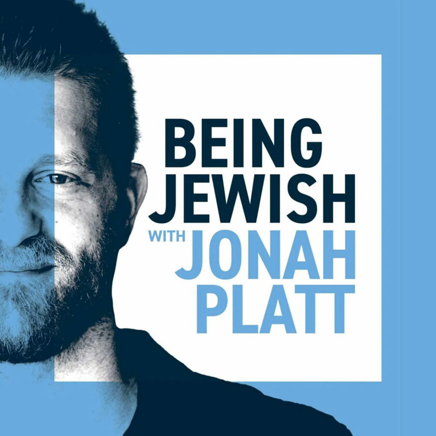 Graphic showing cropped photo of Jonah Platt with navy and light blue sans-serif type