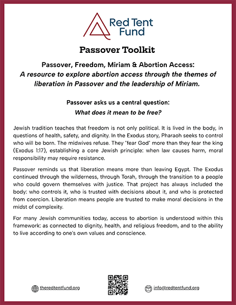 Cover of Red Tent Fund Passover Toolkit