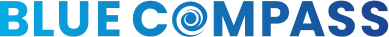 Blue Compass Logo - Blue sans-serif type