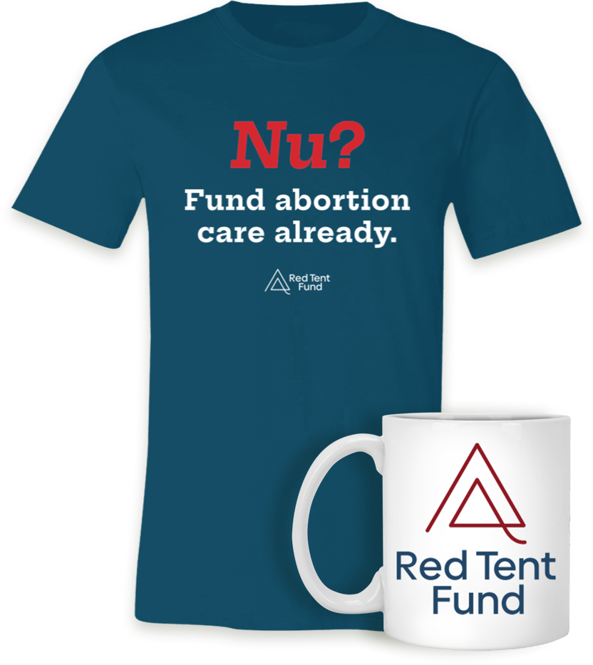 Photo of Red Tent Fund T-Shirt and coffee mug