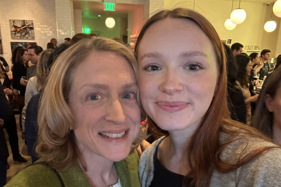 Photo of Noa Adams and her mother at a Red Tent Foundation fundraiser